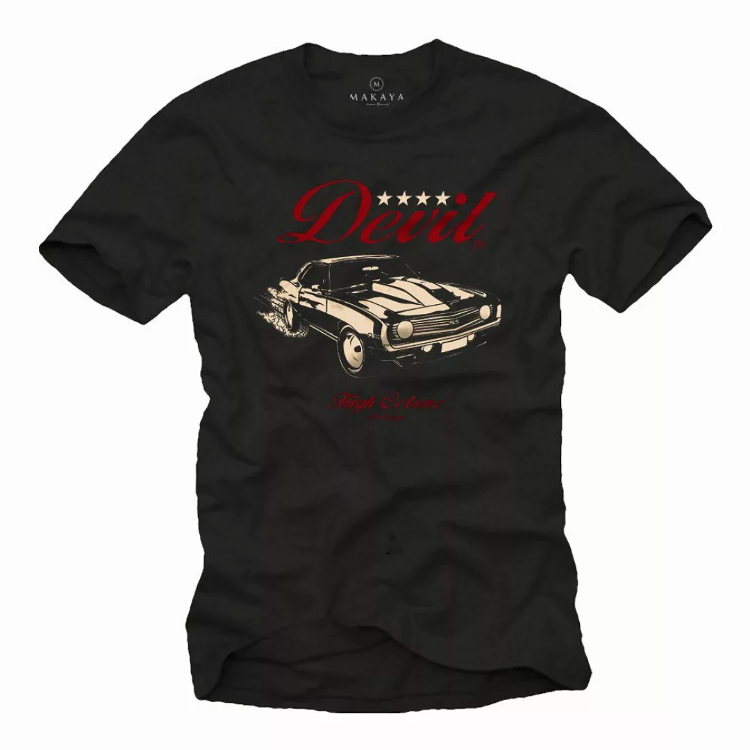 MAKAYA Print-Shirt Männer Aufdruck Vintage Auto günstig online kaufen