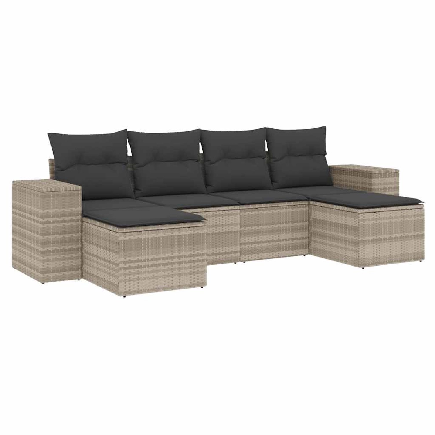 vidaXL 6-Tlg Garten-Sofagarnitur mit Kissen Hellgrau Poly Rattan 3222921 günstig online kaufen