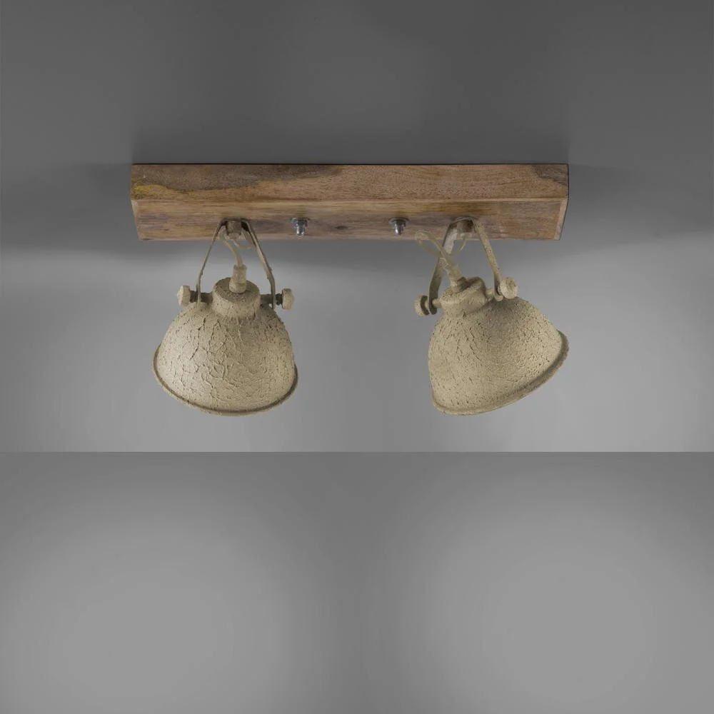 Deckenlampe Samia 2-flg., Holz, beige strukturiert günstig online kaufen