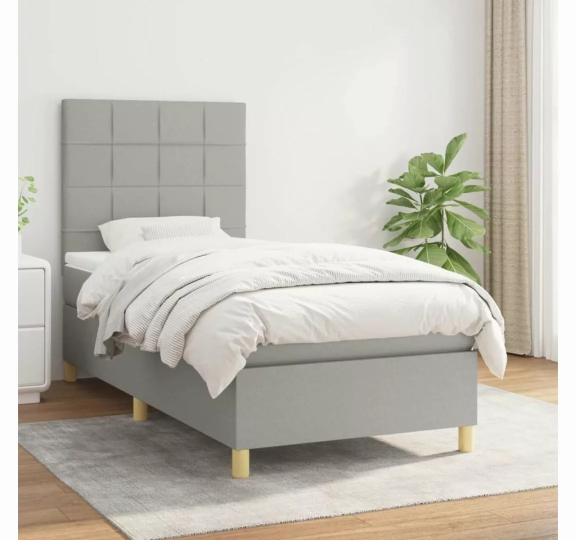 furnicato Bett Boxspringbett mit Matratze Hellgrau 100x200 cm Stoff günstig online kaufen