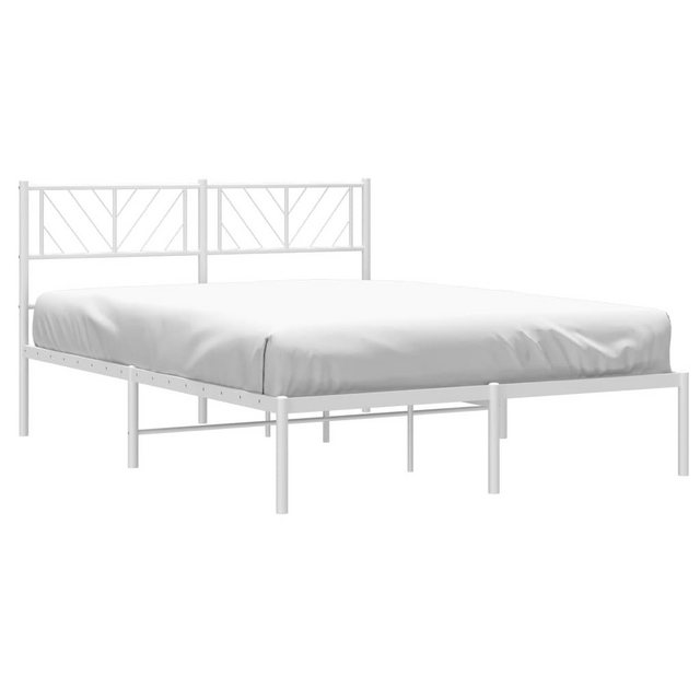 vidaXL Bett Bettgestell mit Kopfteil Metall Weiß 150x200 cm günstig online kaufen