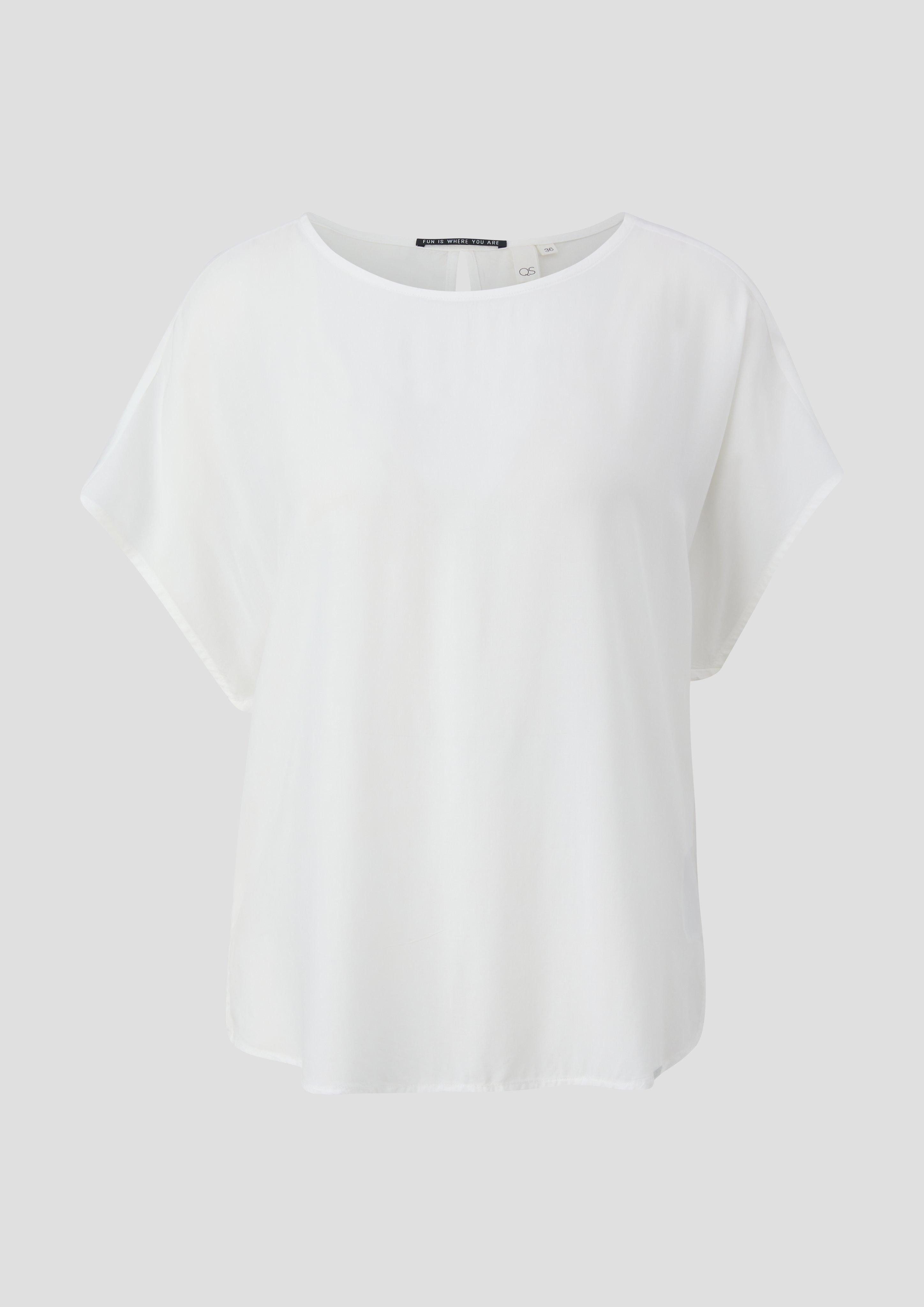 QS Kurzarmbluse Oversized Viskose-Bluse mit verlängertem günstig online kaufen