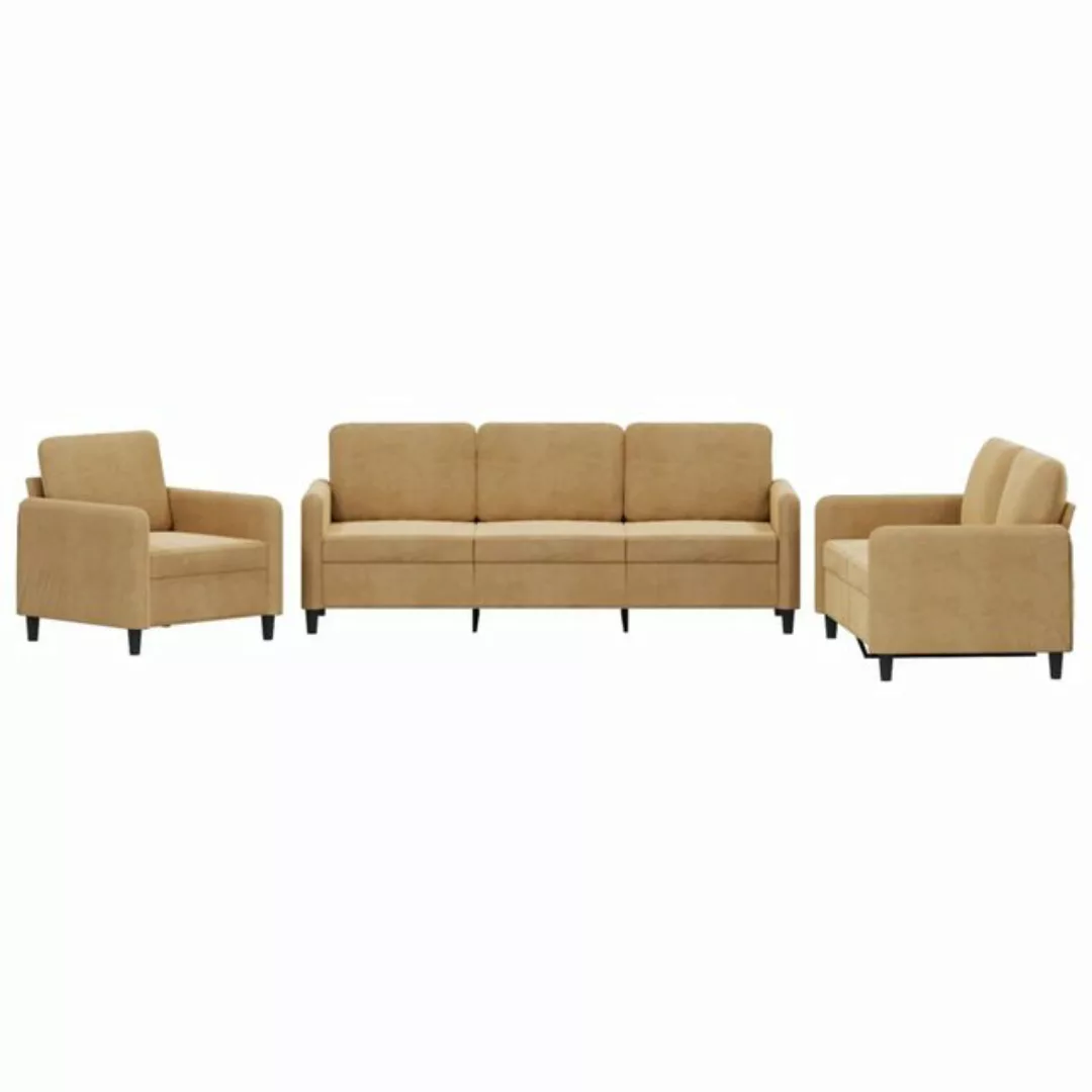 vidaXL Sofa 3-tlg. Sofagarnitur Braun Samt günstig online kaufen