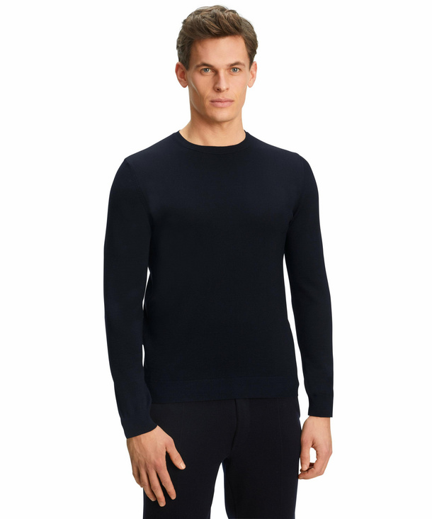 FALKE Herren Pullover Rundhals, XL, Blau, Uni, Wolle, 60910-643705 günstig online kaufen