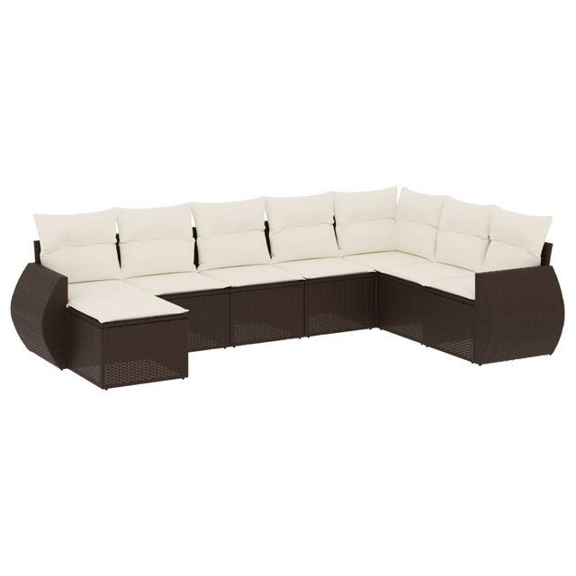 vidaXL Sofaelement 8-tlg. Garten-Sofagarnitur mit Kissen Braun Poly Rattan günstig online kaufen