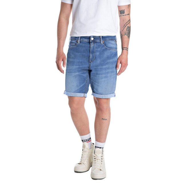 Replay Herren Short RBJ.981 SHORT - Tapered Fit - Blau Schwarz Beige günstig online kaufen