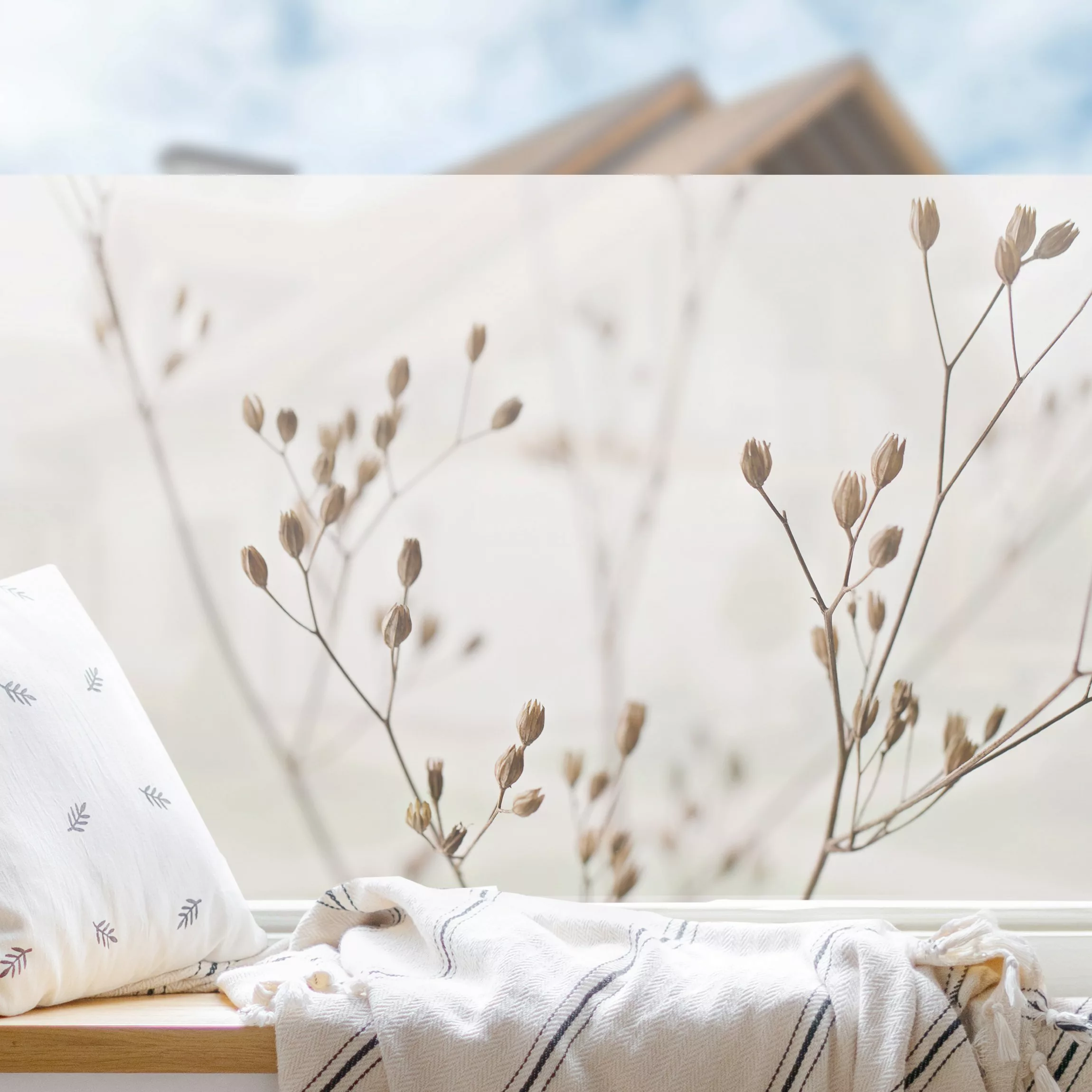 Fensterfolie Zarte Knospen am Wildblumenzweig günstig online kaufen