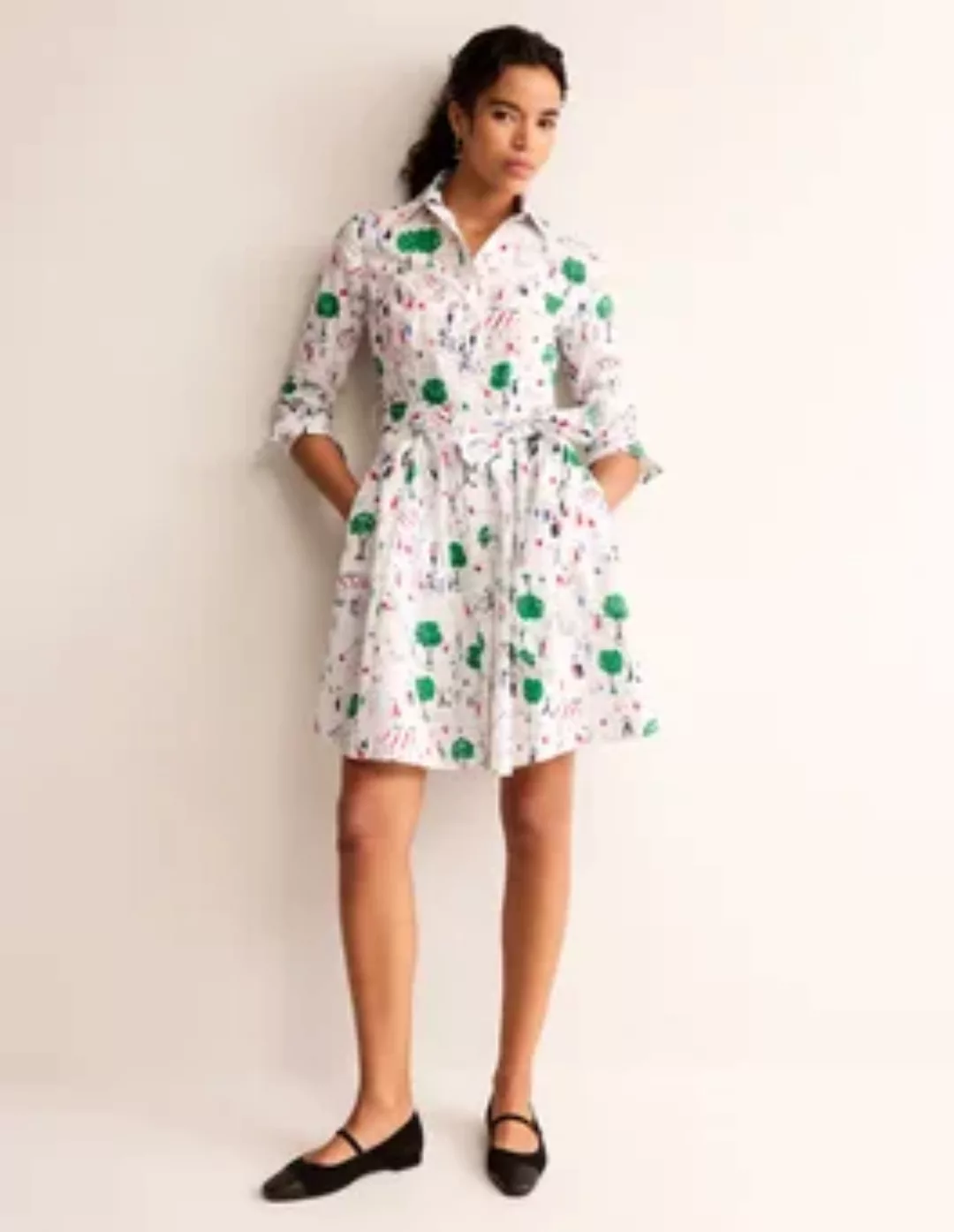 Amy Kurzes Hemdblusenkleid aus Baumwolle Damen Boden, Naturweiß, Pariser Sz günstig online kaufen