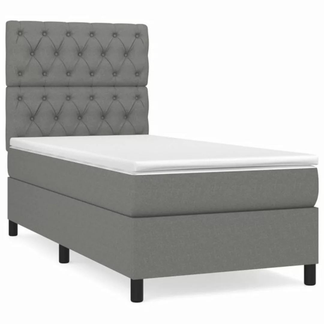 furnicato Bett Boxspringbett mit Matratze Dunkelgrau 80x200 cm Stoff (1-tlg günstig online kaufen