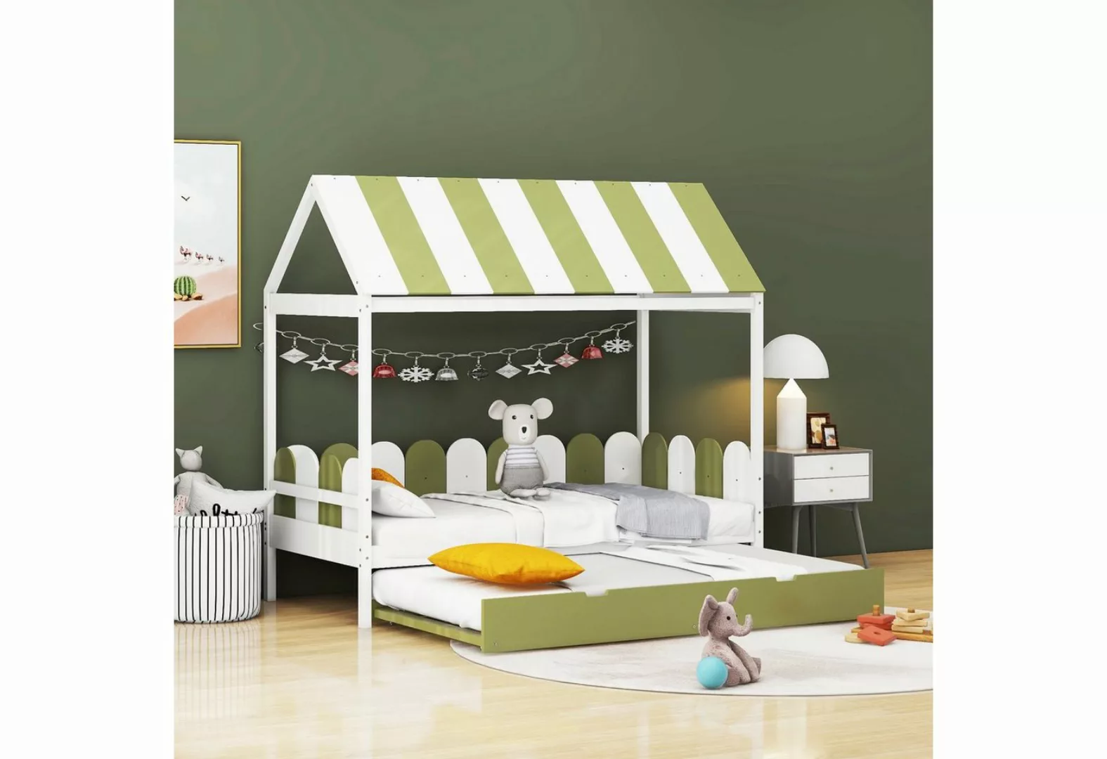 BlingBin Kinderbett Ausziehbett Hausbett Einzelbett 90x190cm mit Lattenrost günstig online kaufen