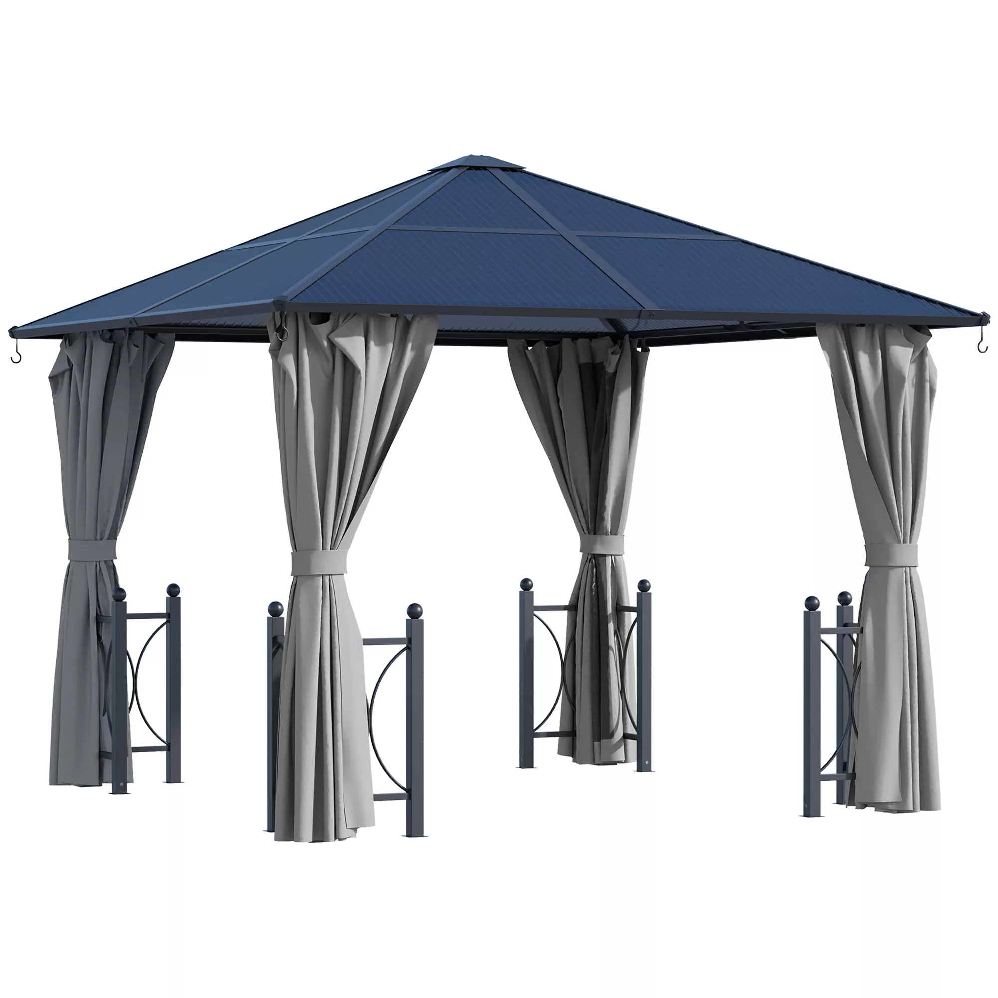 Outsunny Garten Pavillon 3x3m mit 4 Seitenteilen und Fliegennetz, Alu Geste günstig online kaufen