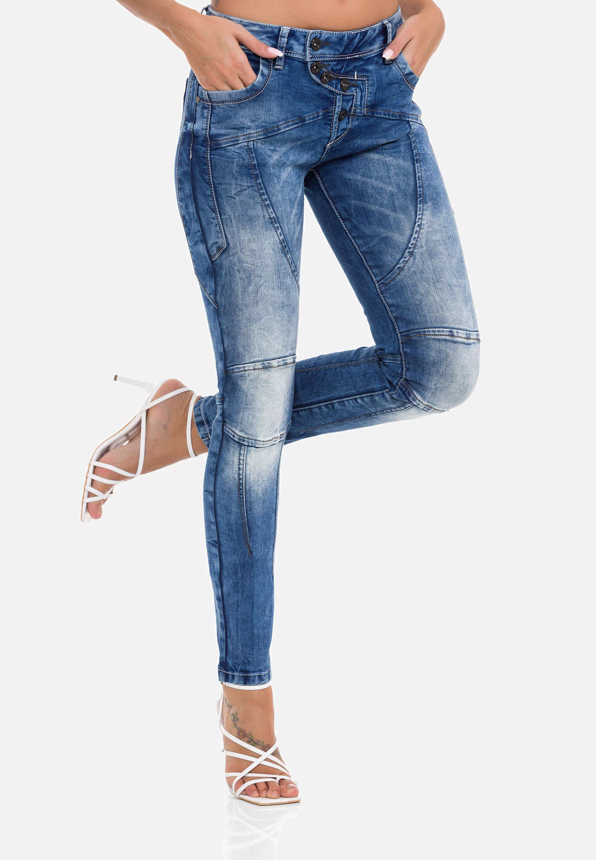 Cipo & Baxx Slim-fit-Jeans mit trendigem Nahtverlauf günstig online kaufen