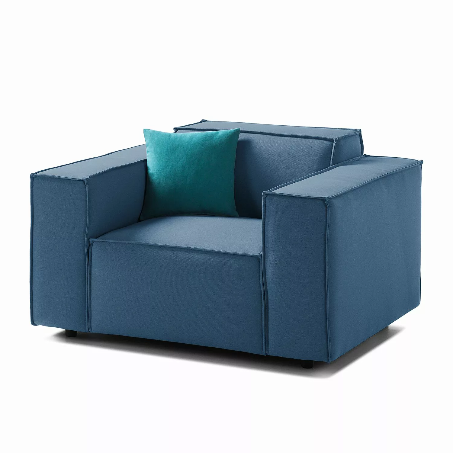 home24 Sessel Kinx Dunkelblau Strukturstoff 120x72x96 cm (BxHxT) günstig online kaufen