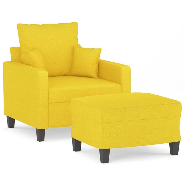 vidaXL Sofa Sessel mit Hocker 60 cm Stoff, Gelb günstig online kaufen