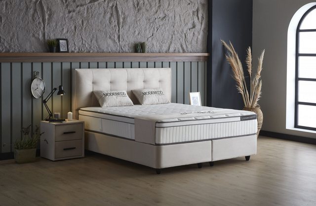 Viva Möbel Boxspringbett MODE (Komplett Set, 3-St), Luxusbett mit Bettkaste günstig online kaufen