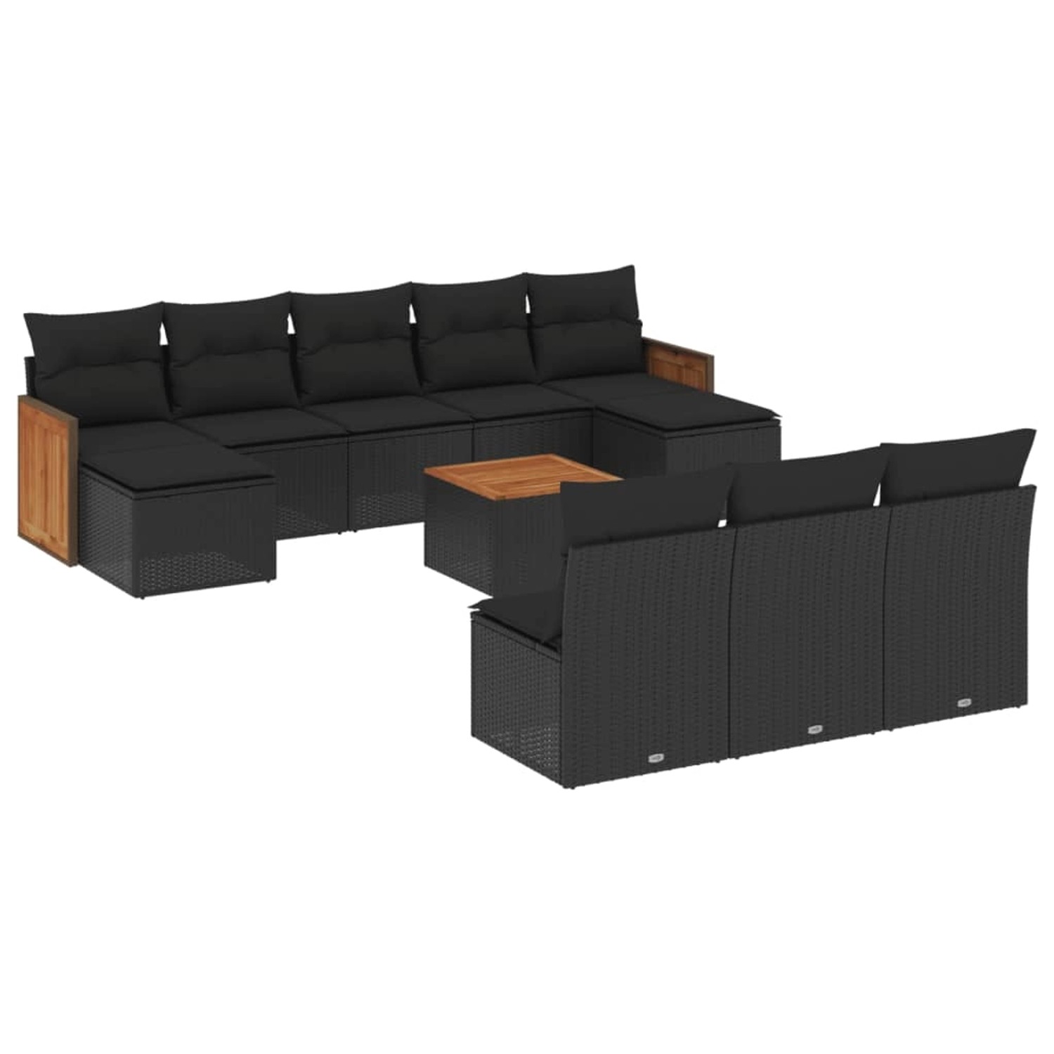 vidaXL 11-tlg Garten-Sofagarnitur mit Kissen Schwarz Poly Rattan Modell 105 günstig online kaufen