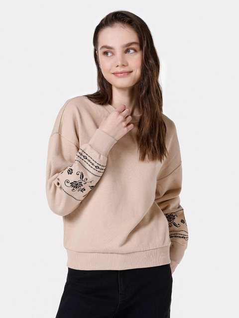 Colins Sweatshirt Bedrucktes Damen-Sweatshirt in regulärer Passform in Beig günstig online kaufen