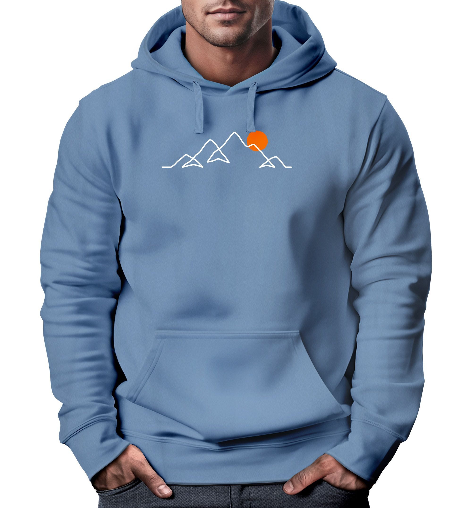 Neverless Hoodie Hoodie Herren Frontprint Line-Art günstig online kaufen