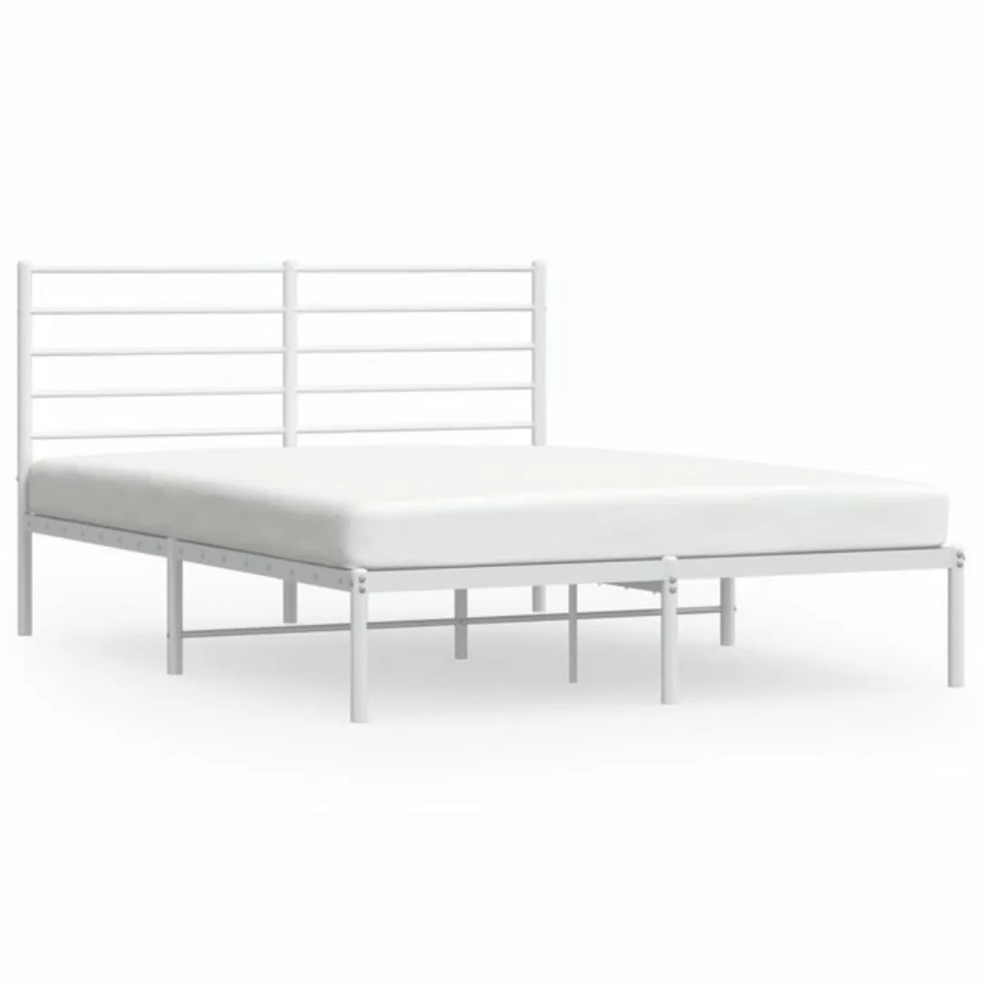 furnicato Bett Bettgestell mit Kopfteil Metall Weiß 120x190 cm günstig online kaufen