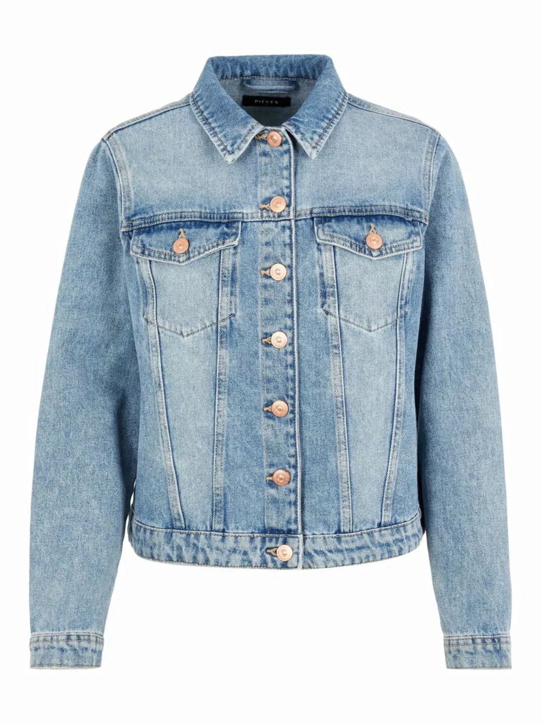 PIECES Regular Fit Jeansjacke Damen Blau günstig online kaufen