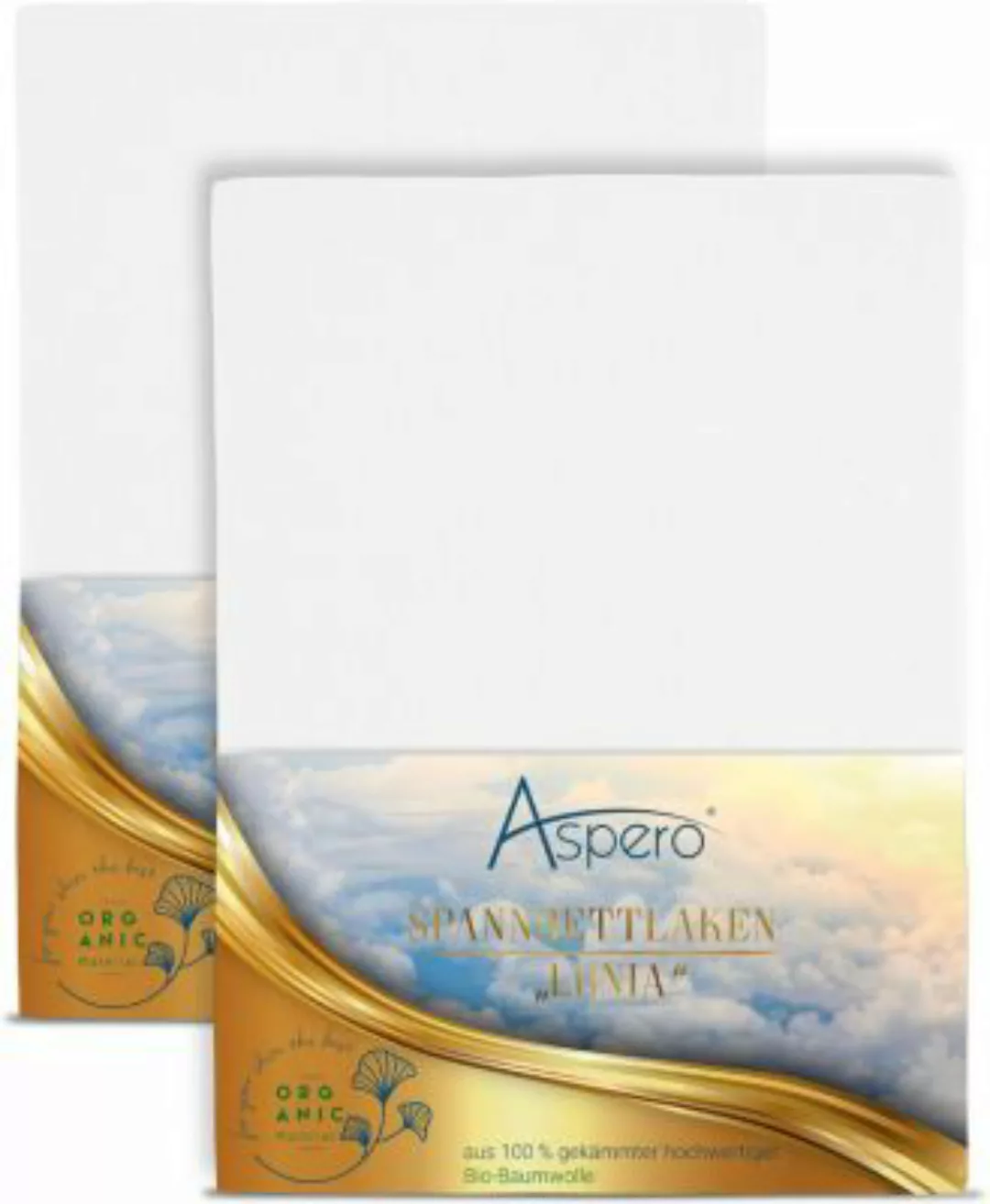 Aspero® 2 x Spannbettlaken aus Bio-Baumwolle Bettlaken weiß Gr. 90-100 x 20 günstig online kaufen