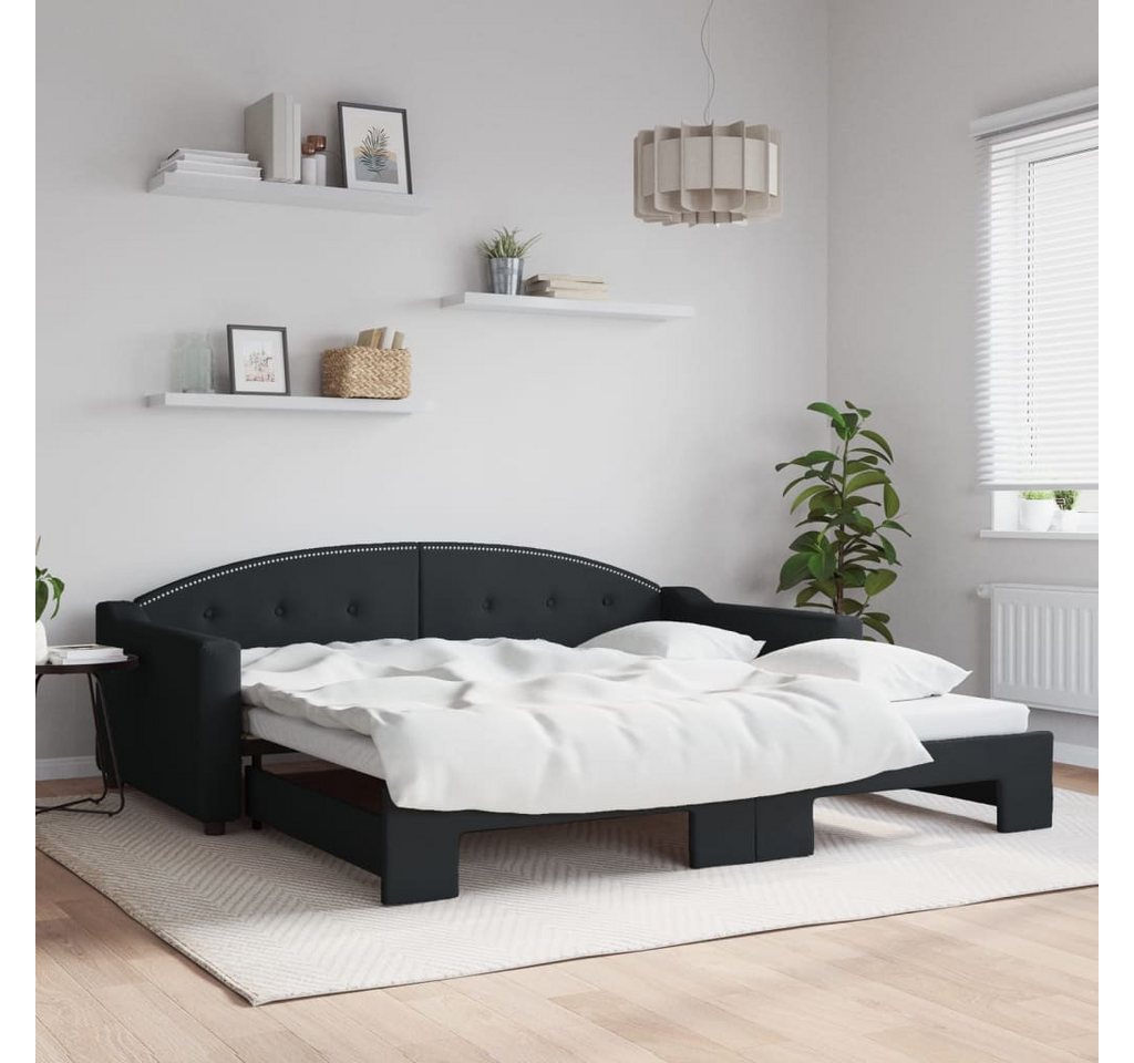 vidaXL Gästebett Gästebett Tagesbett Ausziehbar Schwarz 100x200 cm Stoff Be günstig online kaufen