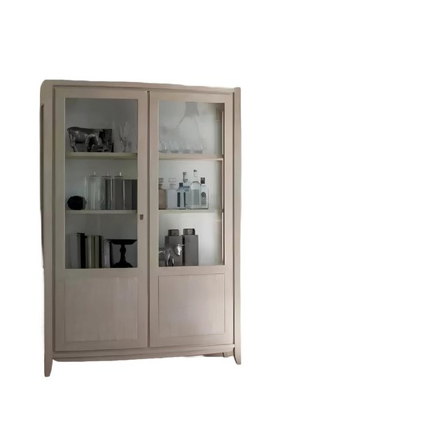 Xlmoebel Vitrine Neue Beige Vitrine aus Holz mit Glas für das Wohnzimmer - günstig online kaufen