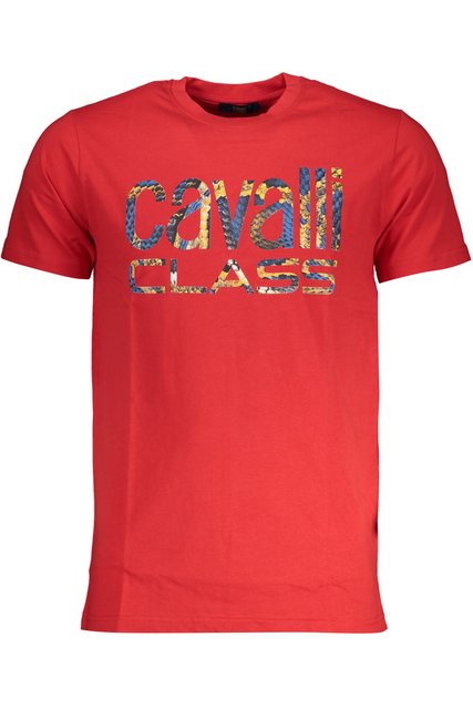 Cavalli Class T-Shirt Herren Kurzarm T-Shirt Rot mit Logo und Druck günstig online kaufen