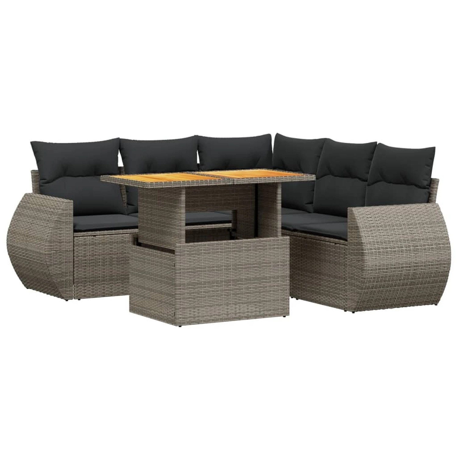 vidaXL 6-Tlg Garten-Sofagarnitur mit Kissen Grau Poly Rattan 3272194 günstig online kaufen