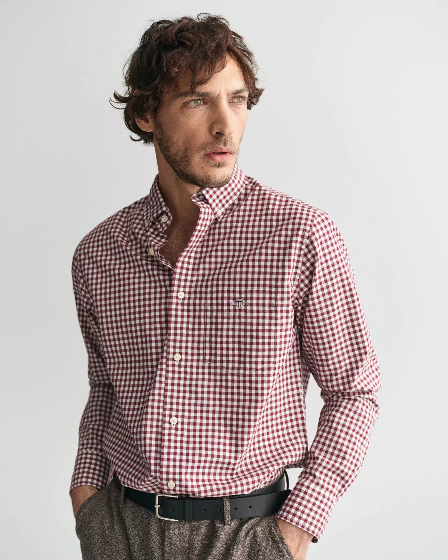 Gant Langarmhemd REG POPLIN GINGHAM SHIRT mit Logostickerei auf der Brust günstig online kaufen