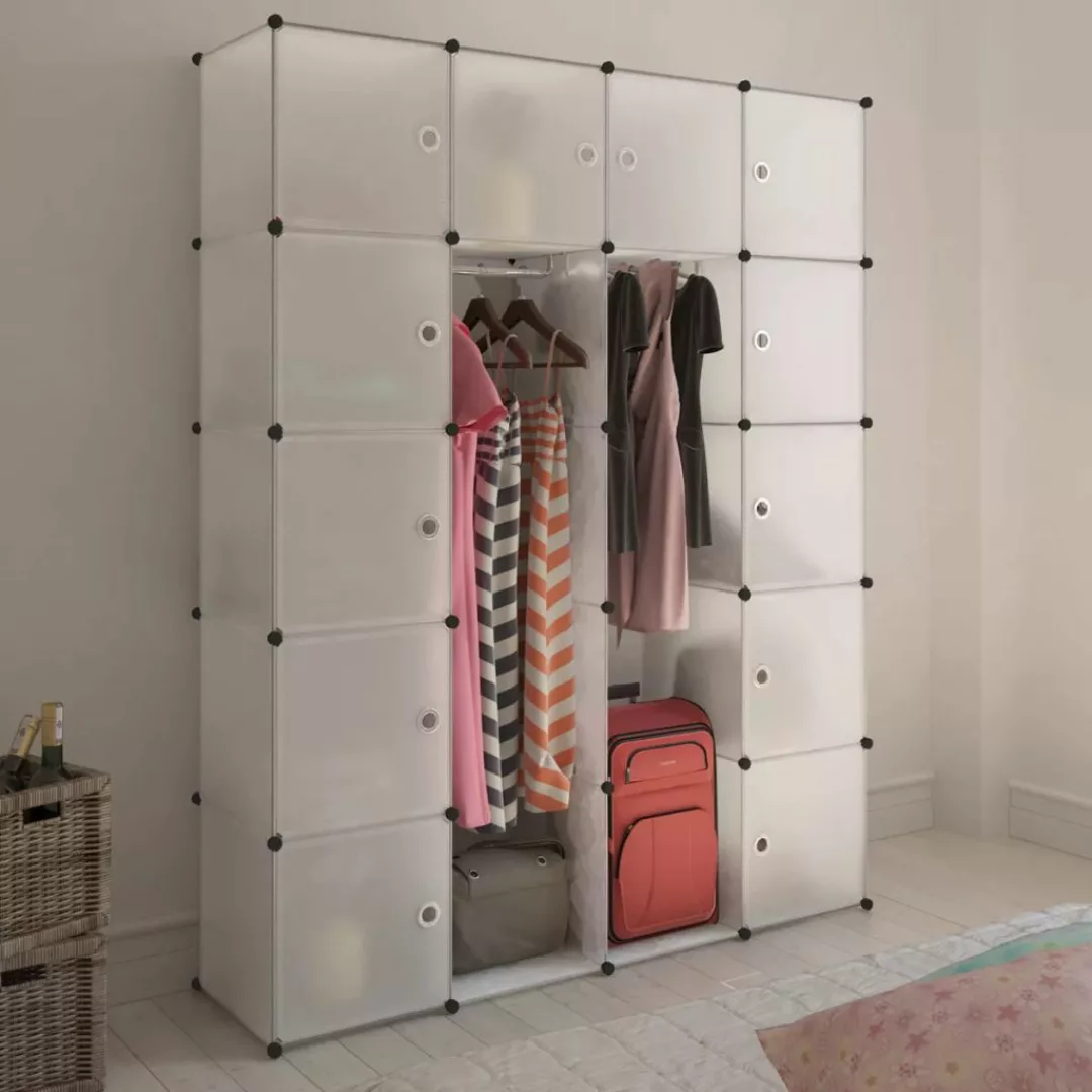 vidaXL Kleiderschrank Kleiderschrank Modularer Schrank mit 14 Fächern weiß günstig online kaufen