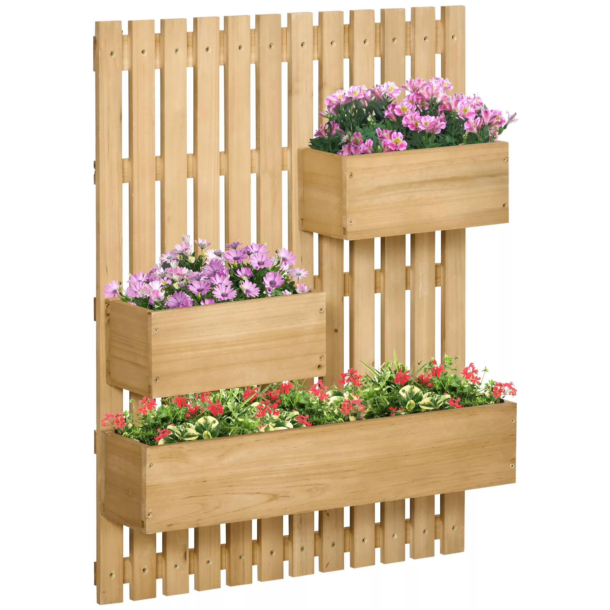 Outsunny Blumenkasten mit Spalier, bewegliches Hochbeet aus Massivholz, 60 günstig online kaufen