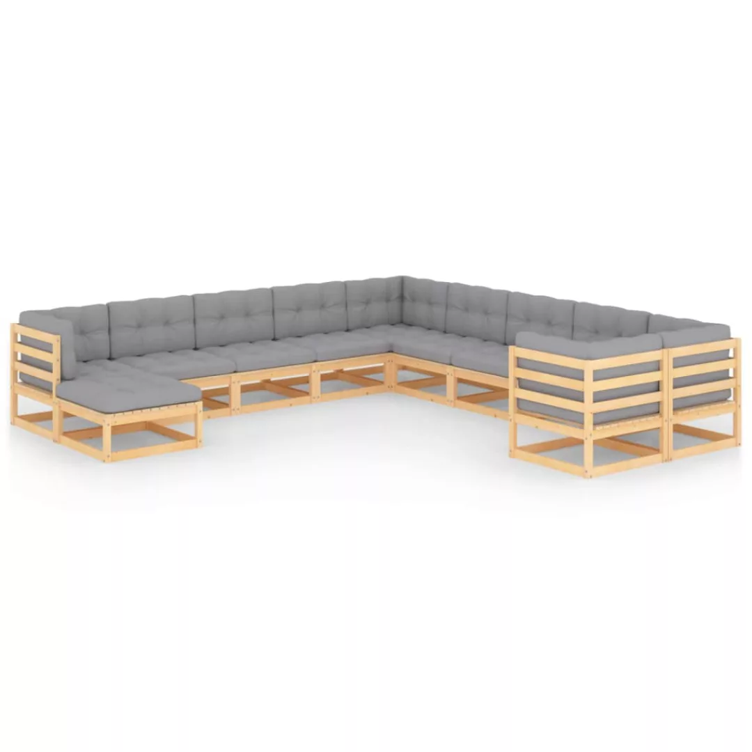 11-tlg. Garten-lounge-set Mit Kissen Kiefer Massivholz günstig online kaufen