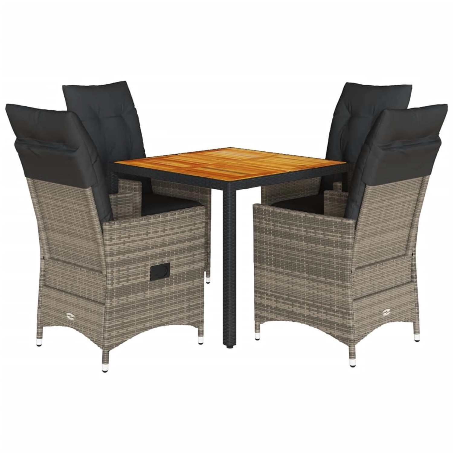 vidaXL 5-Tlg Garten-Essgruppe mit Kissen Grau Poly Rattan 3276724 günstig online kaufen
