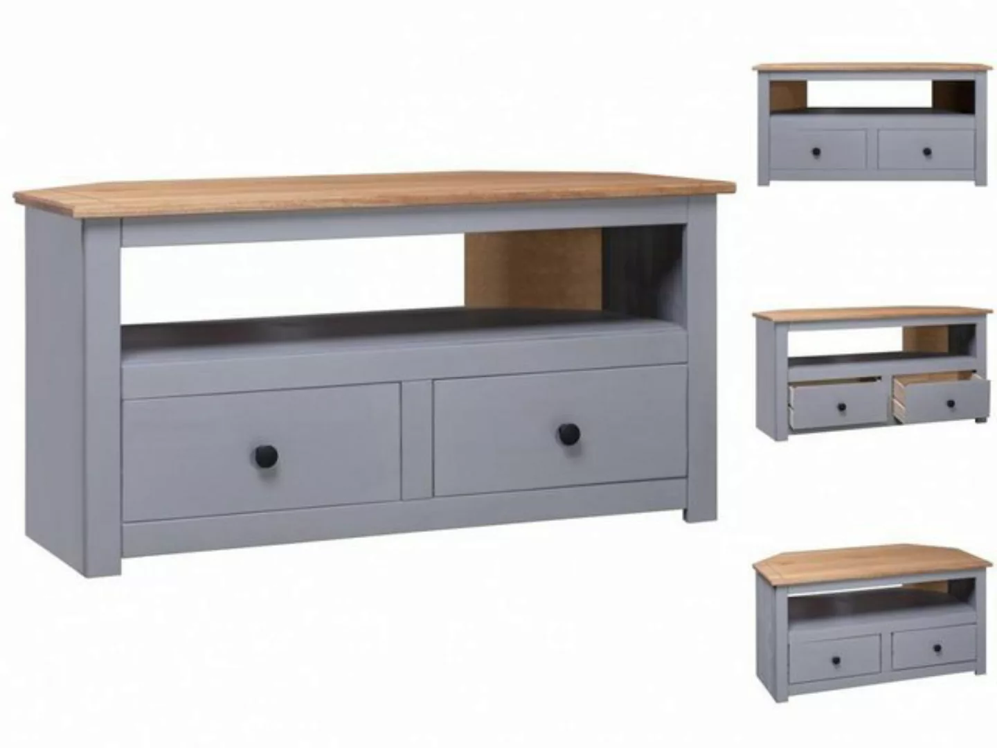 vidaXL TV-Schrank TV-Eckschrank Grau 93 x 49 x 49 cm Massivholz Panama-Kief günstig online kaufen