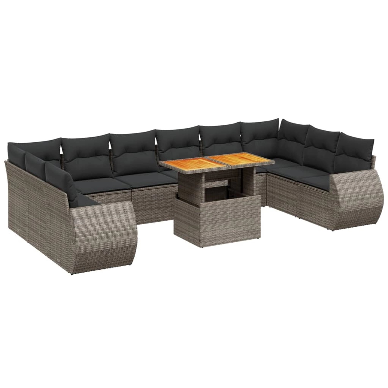 vidaXL 11-Tlg Garten-Sofagarnitur mit Kissen Grau Poly Rattan 3272369 günstig online kaufen