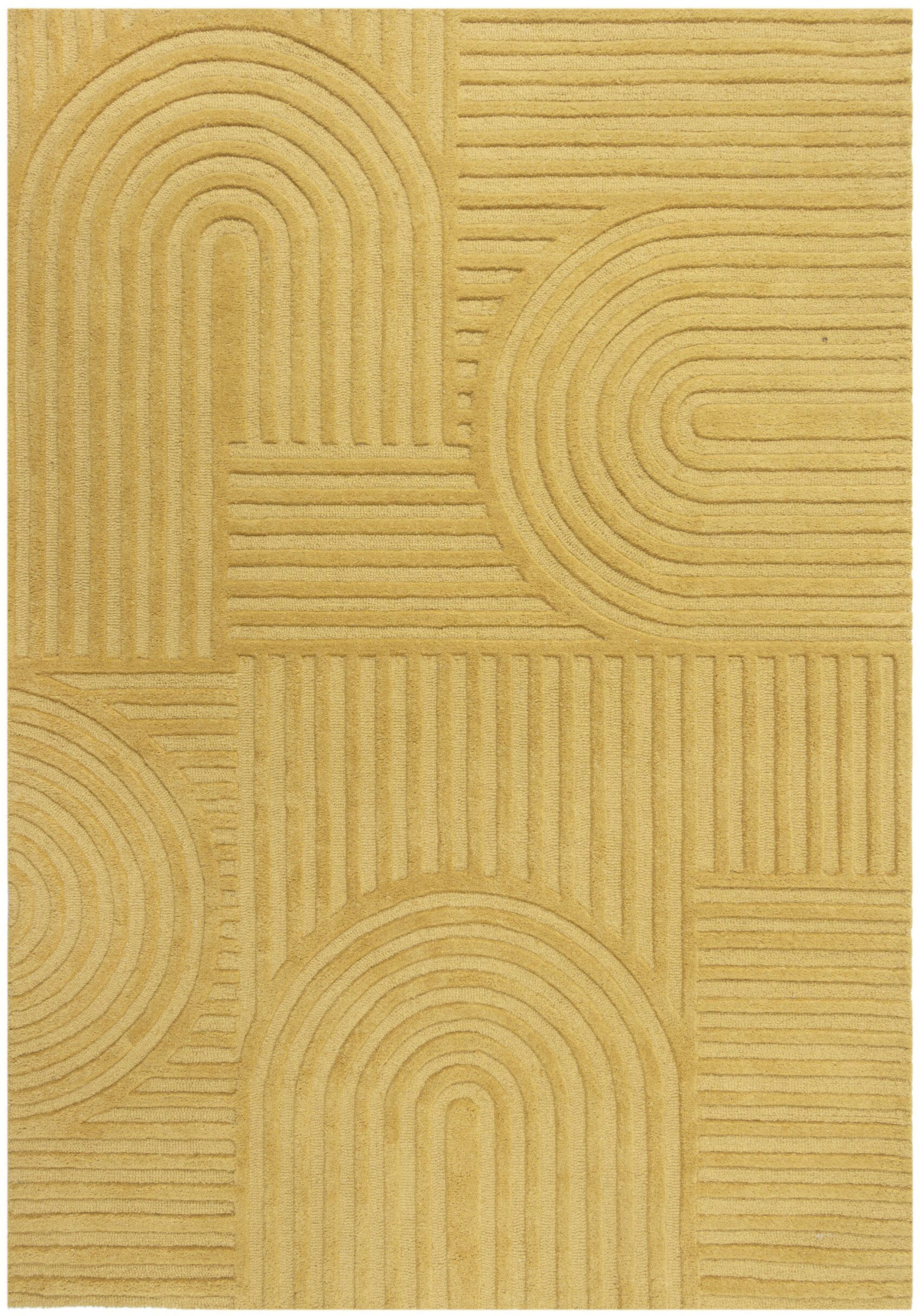 FLAIR RUGS Wollteppich »Zen Garden«, 10 mm Höhe, 100% Wolle, Hoch-Tief-Effe günstig online kaufen