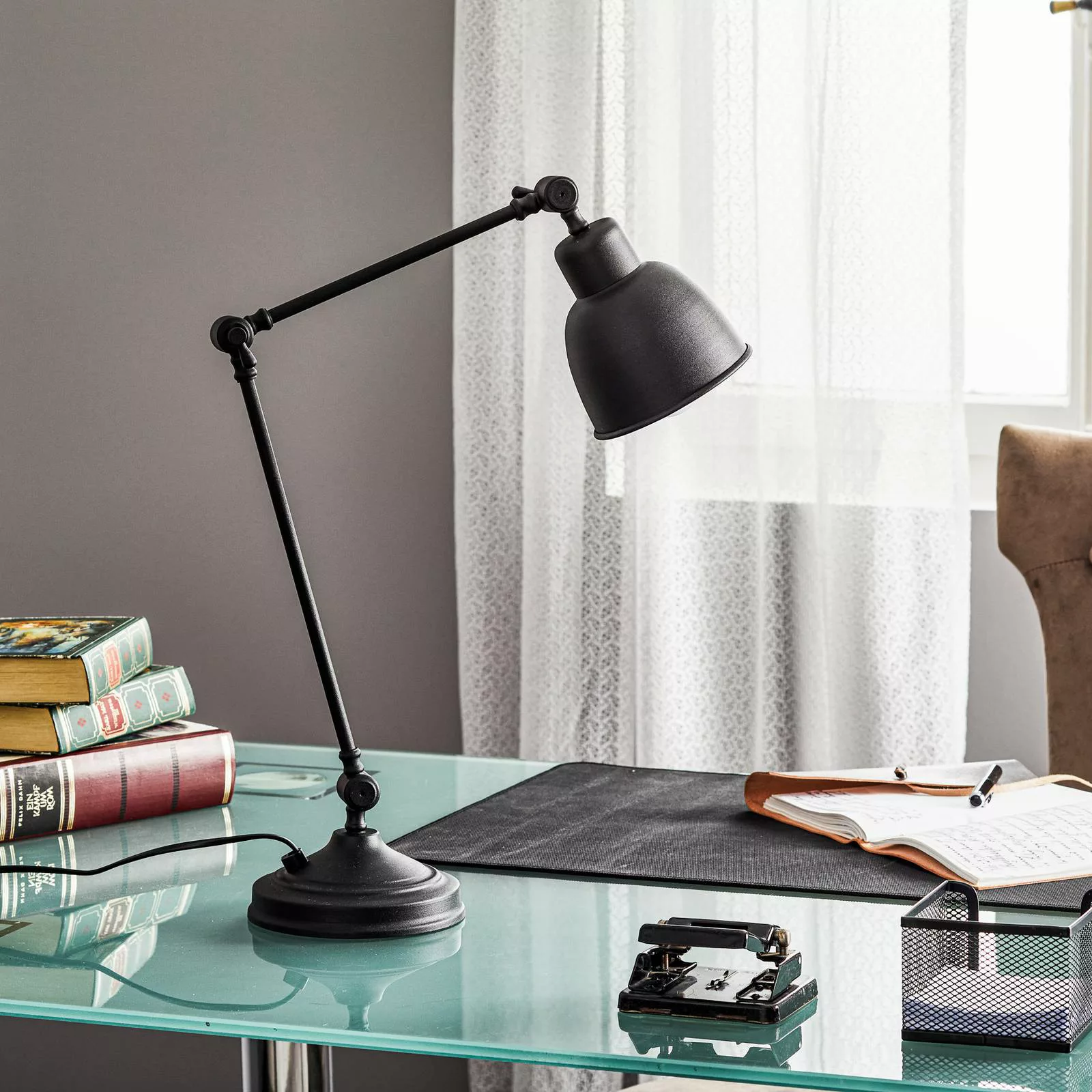 Tischleuchte Emoti, schwarz, 45 cm hoch, verstellbar günstig online kaufen
