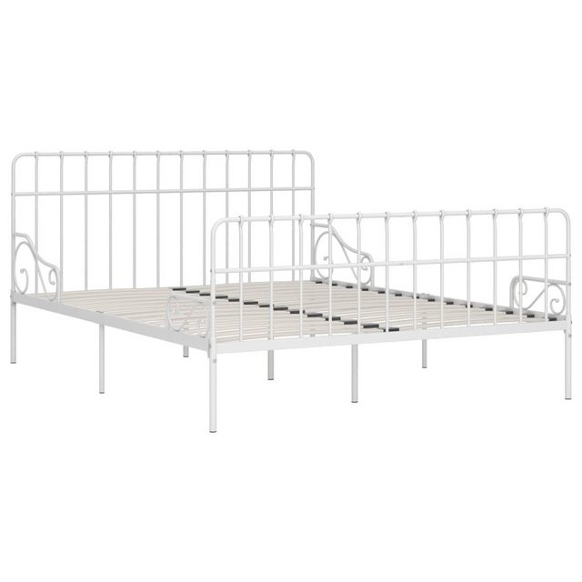 furnicato Bettgestell mit Lattenrost Weiß Metall 200 × 200 cm (1-tlg) günstig online kaufen