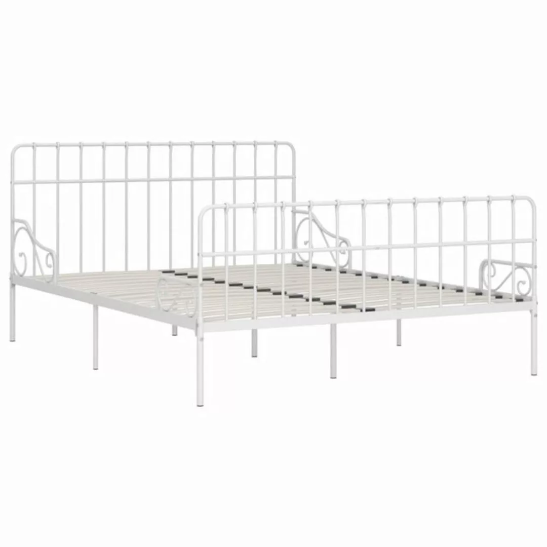 furnicato Bettgestell mit Lattenrost Weiß Metall 200 × 200 cm (1-tlg) günstig online kaufen