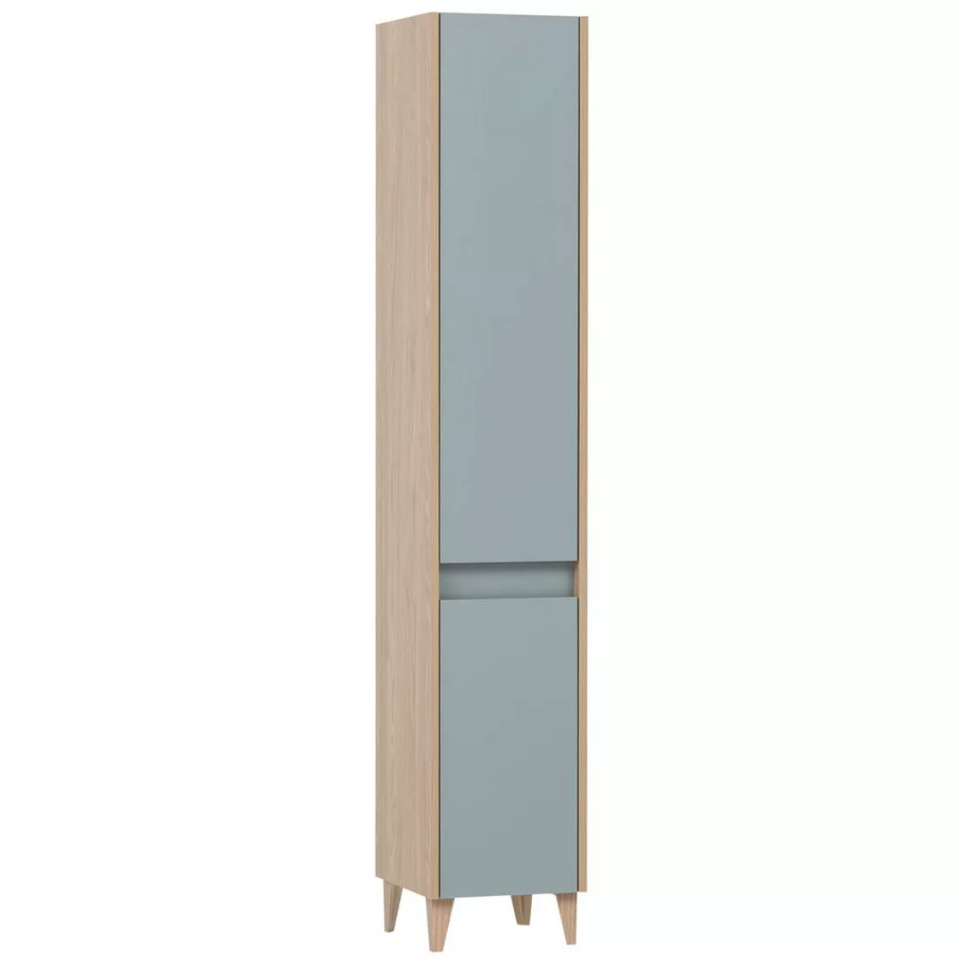 Hochschrank Elba Eiche hell Nachbildung taubenblau B/H/T: ca. 30,2x170x33 c günstig online kaufen