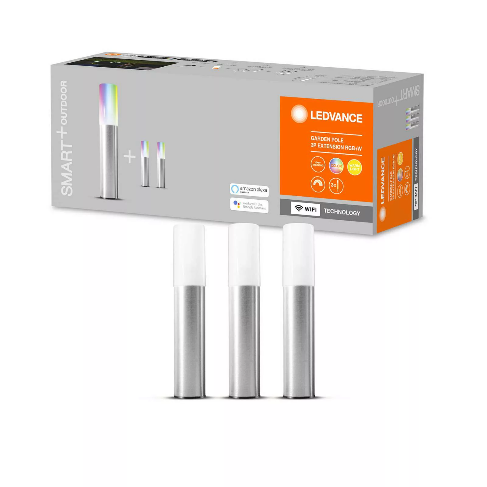 SMART+ LED Erdspießleuchten Erweiterung in Silber und Weiß 3x 1,03W 45lm IP günstig online kaufen