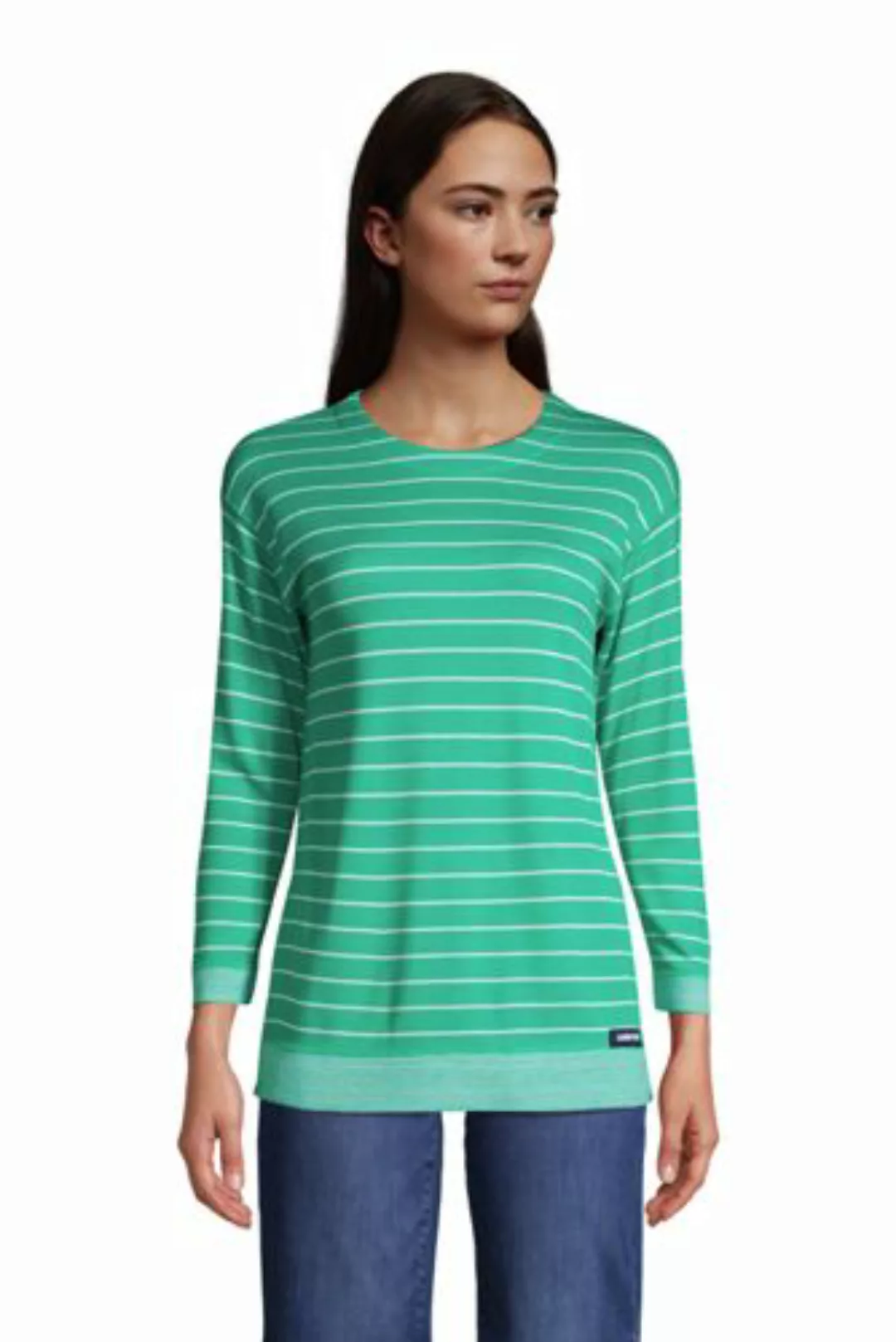 Wendeshirt mit 3/4-Ärmeln, Damen, Größe: XS Normal, Grün, Jersey, by Lands' günstig online kaufen