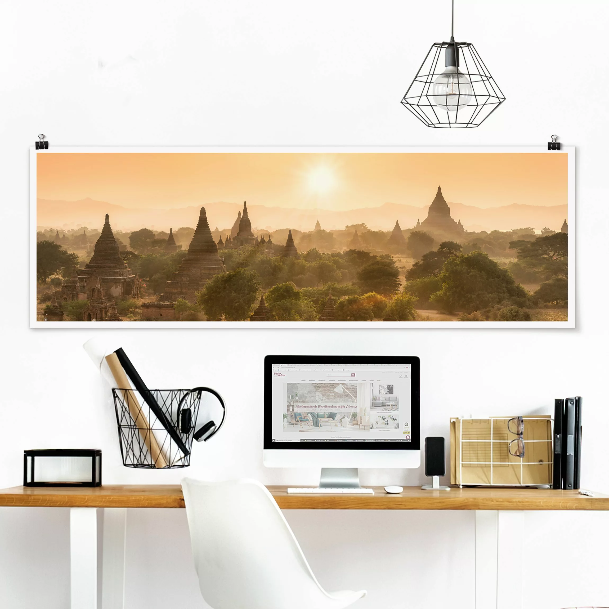 Poster Sonnenuntergang über Bagan günstig online kaufen