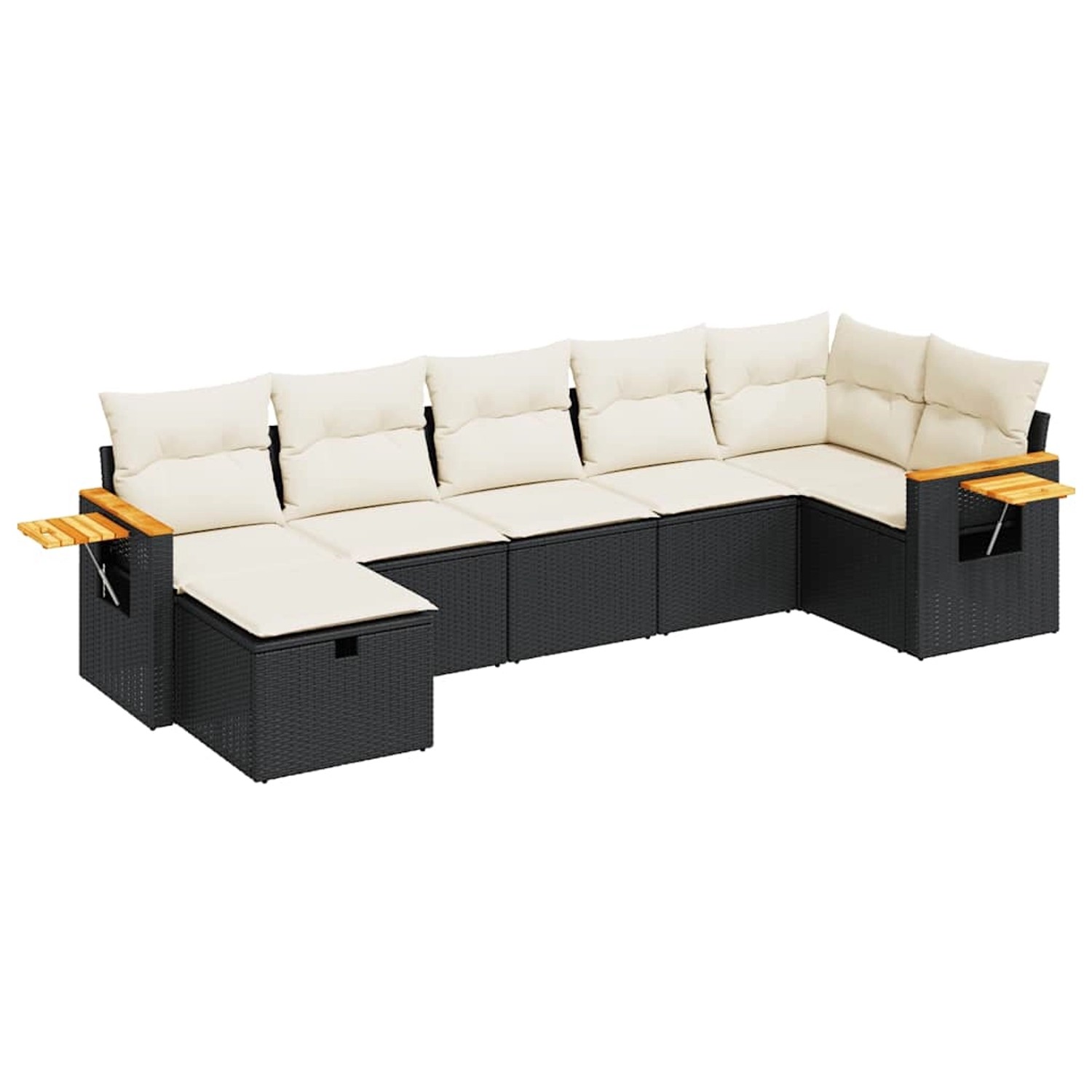 vidaXL 7-Tlg Garten-Sofagarnitur mit Kissen Schwarz Poly Rattan 3325983 günstig online kaufen