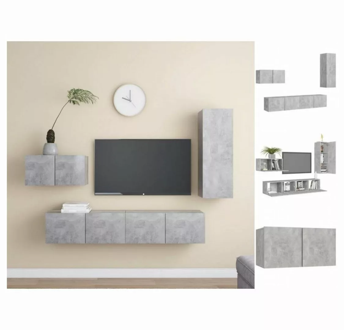 vidaXL TV-Schrank 4-tlg TV-Schrank-Set Betongrau Spanplatte günstig online kaufen