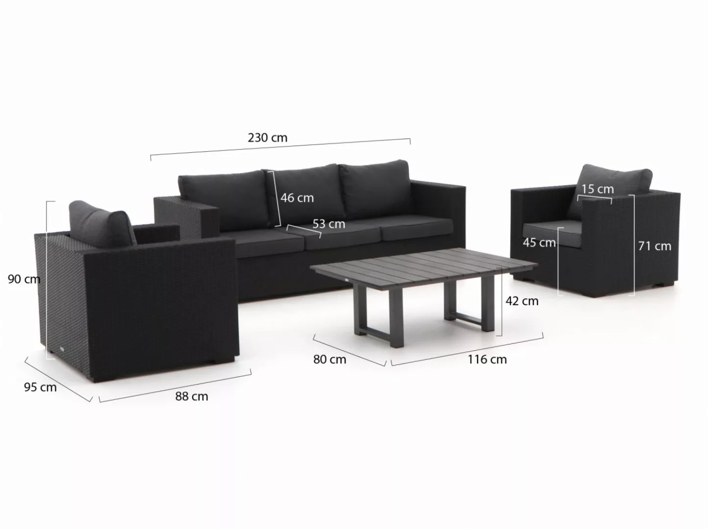 Forza Giotto/Bolano Sessel-Sofa Lounge-Set 4-teilig günstig online kaufen