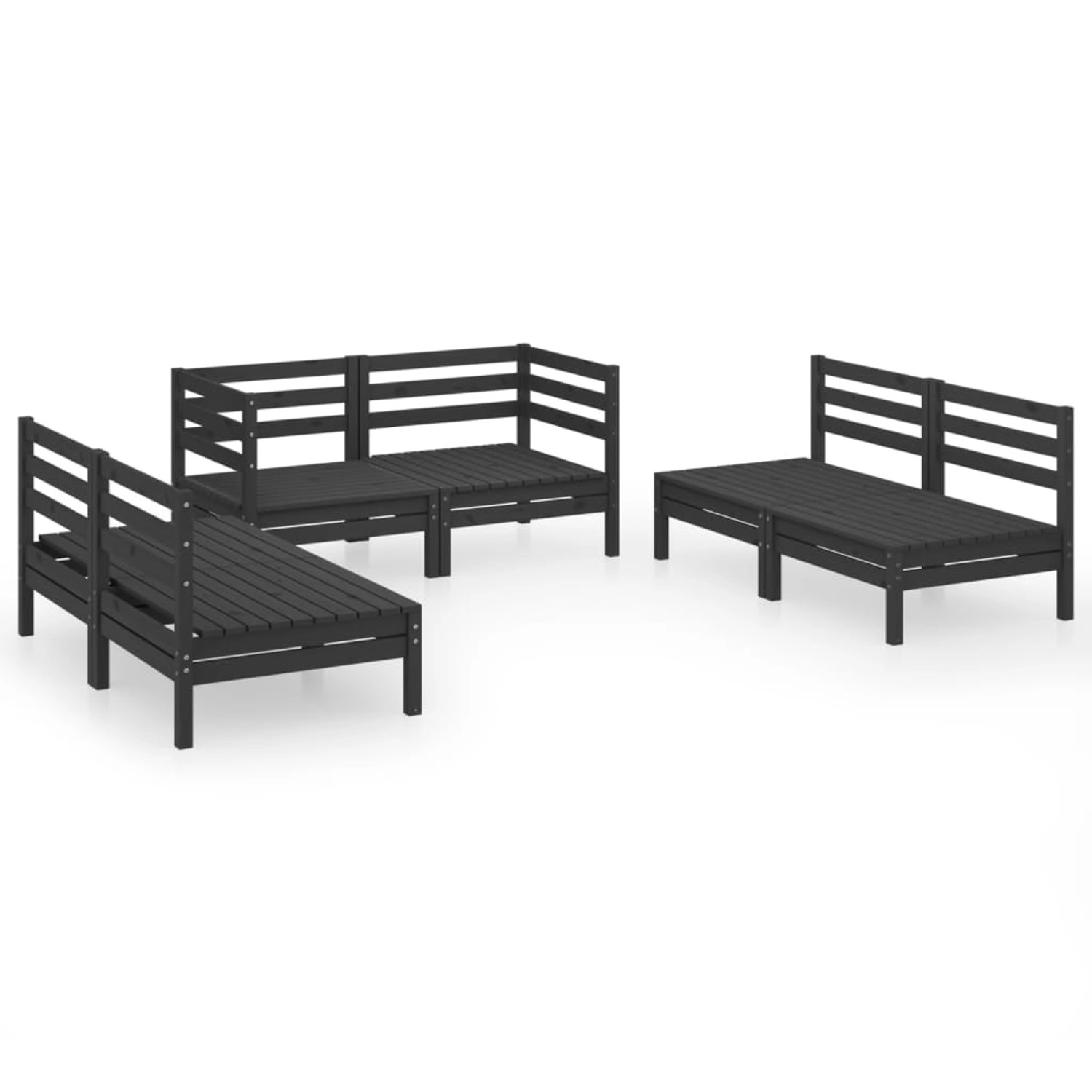 6-tlg. Garten-lounge-set Schwarz Massivholz Kiefer günstig online kaufen