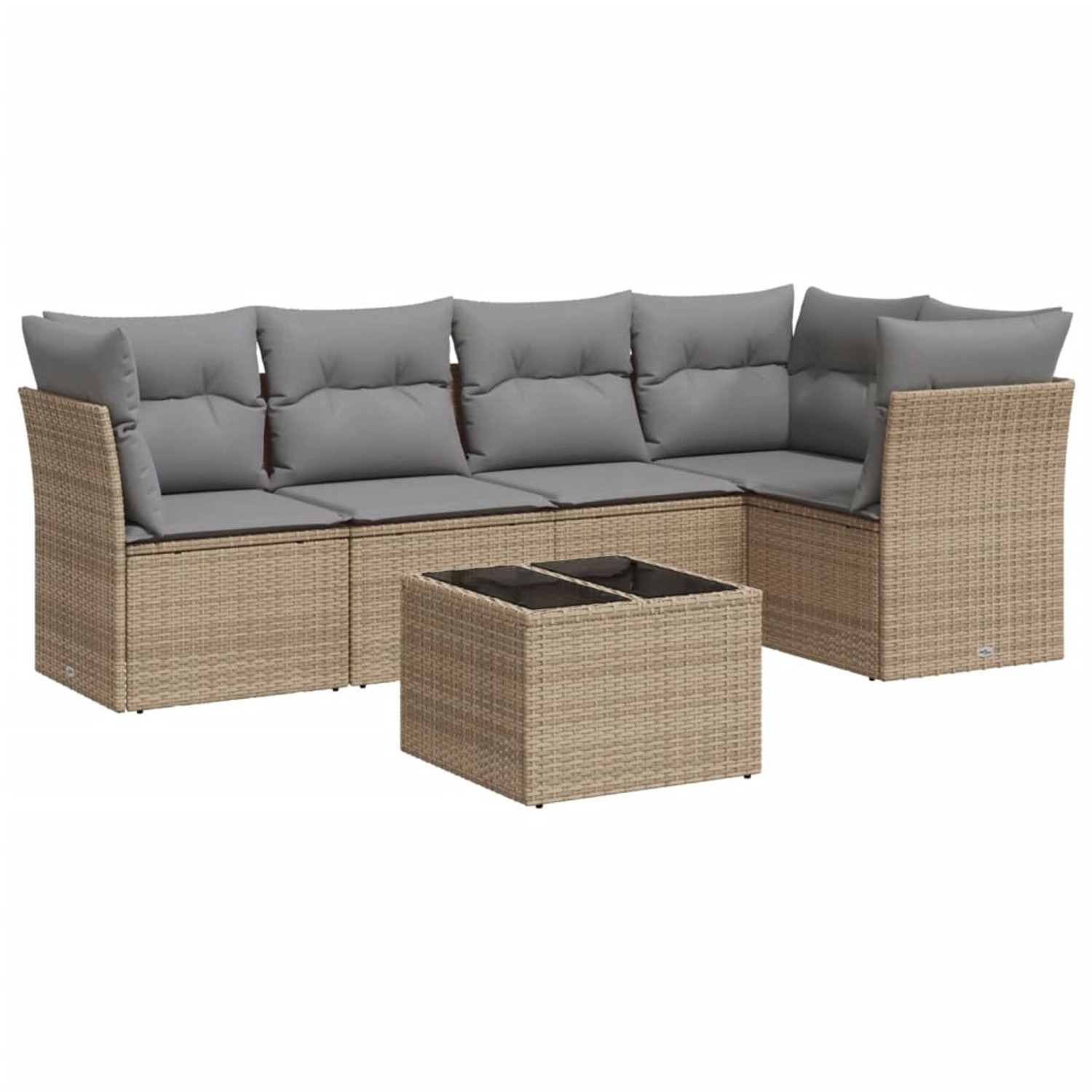 vidaXL 6-tlg Garten-Sofagarnitur mit Kissen Beige Poly Rattan Modell 70 günstig online kaufen