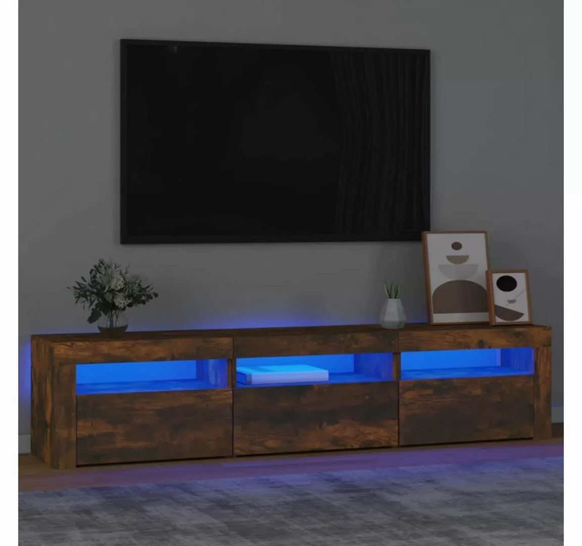 vidaXL TV-Schrank TV-Schrank mit LED-Leuchten Räuchereiche 180x35x40 cm (1- günstig online kaufen